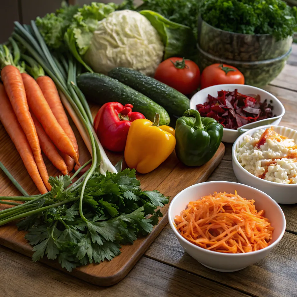 Image of fresh vegetables and fermented foods